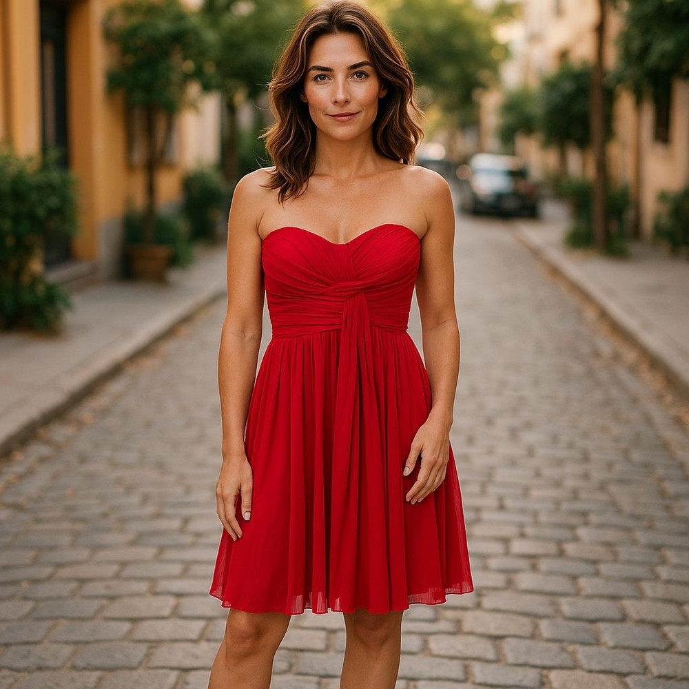 Calvin Klein Red Strapless Sundress for Weddings